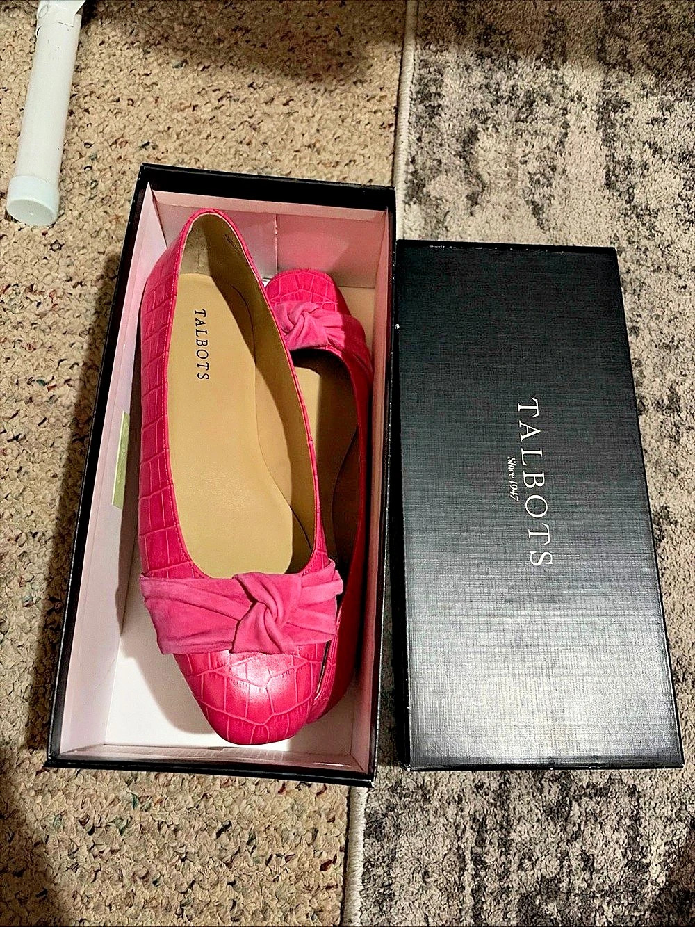 Talbots Stella Knot Croc-Embossed Flats Pink US 9.5M